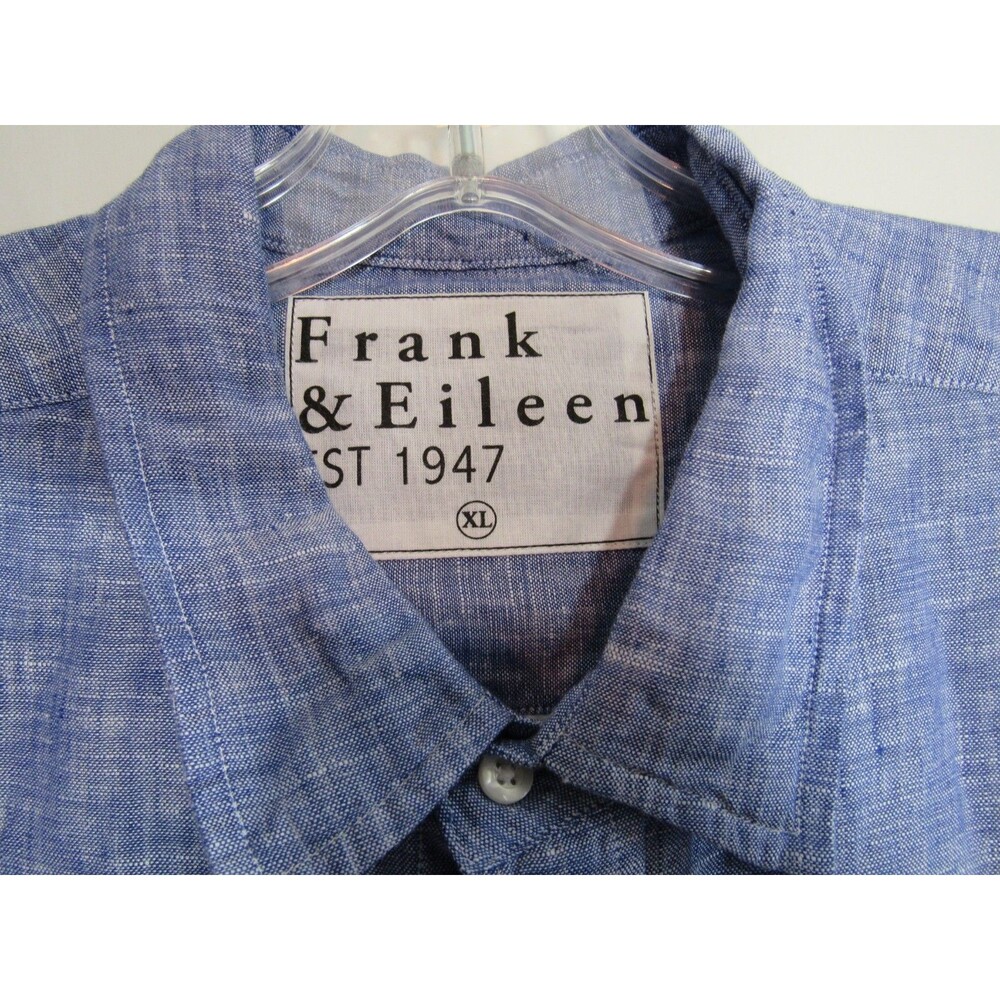 Frank & Eileen Finbar Blue Linen Button Down Long Sleeve Shirt Size XL NWOT - Picture 5 of 5